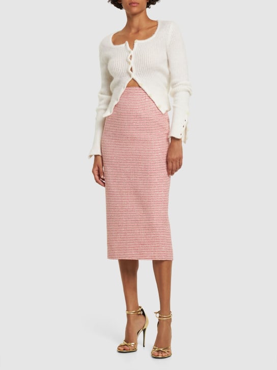 Alessandra Rich: Jupe mi-longue en tweed et sequins taille haute - Red/Pink/White - women_1 | Luisa Via Roma