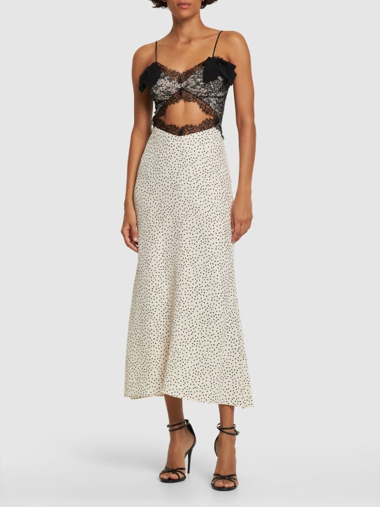 Alessandra Rich: シルクツイル＆レースドレス - ホワイト/ブラック - women_1 | Luisa Via Roma