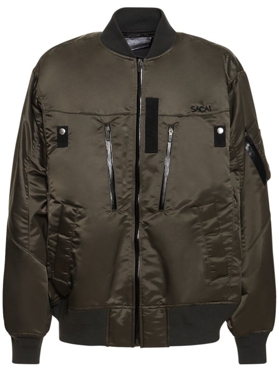 Sacai: Nylon twill bomber jacket - Khaki - men_0 | Luisa Via Roma
