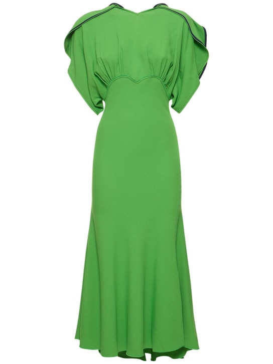 Victoria Beckham: Gathered Dolman viscose blend midi dress - Green - women_0 | Luisa Via Roma