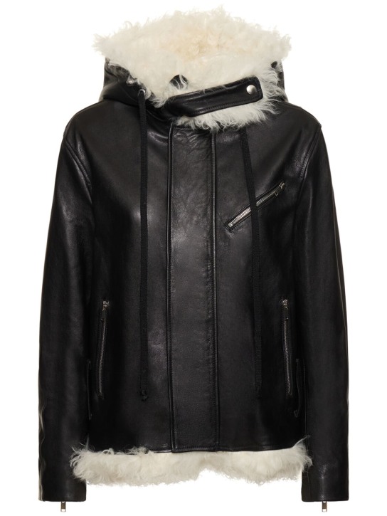 Proenza Schouler: Chaqueta biker de piel y shearling - Negro - women_0 | Luisa Via Roma