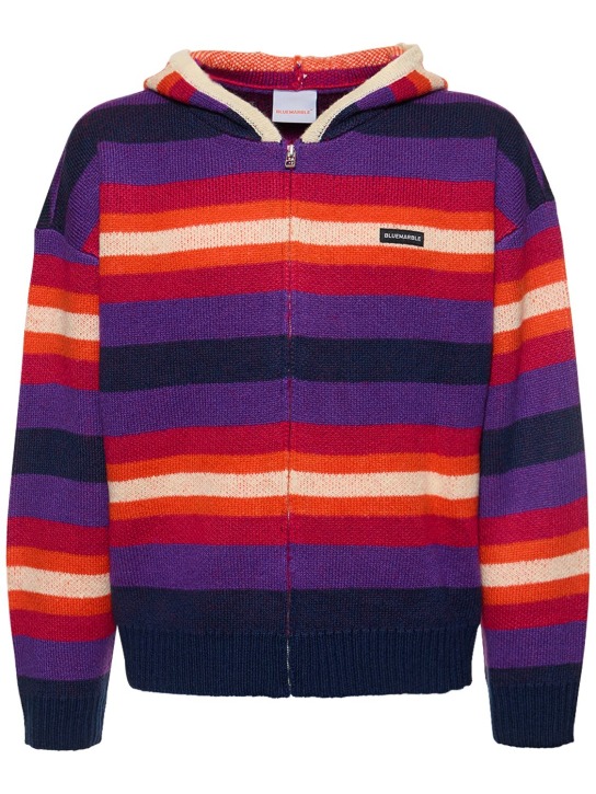 Bluemarble: Striped knit zipped hoodie - Renkli - men_0 | Luisa Via Roma