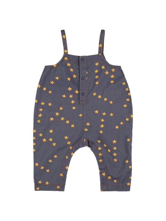 Tiny Cottons: Star print cotton denim overalls - Navy - kids-boys_0 | Luisa Via Roma
