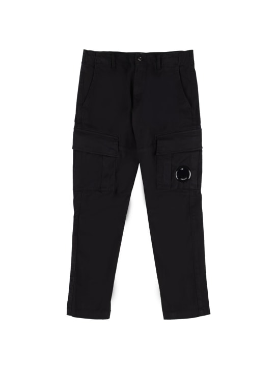 C.P. Company: Stretch satin cargo pants - Black - kids-boys_0 | Luisa Via Roma