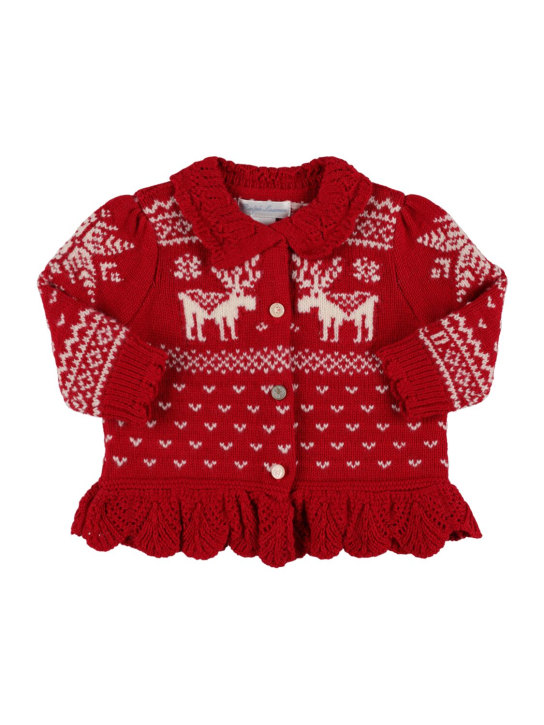 Ralph Lauren: Jacquard wool blend knit cardigan - Red - kids-girls_0 | Luisa Via Roma
