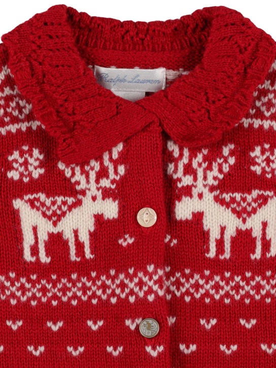 Ralph Lauren: Jacquard wool blend knit cardigan - Red - kids-girls_1 | Luisa Via Roma