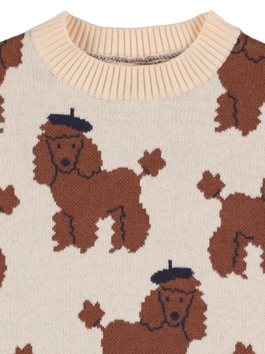 Tiny Cottons: Poodle intarsia wool & cotton sweater - Multicolor - kids-girls_1 | Luisa Via Roma