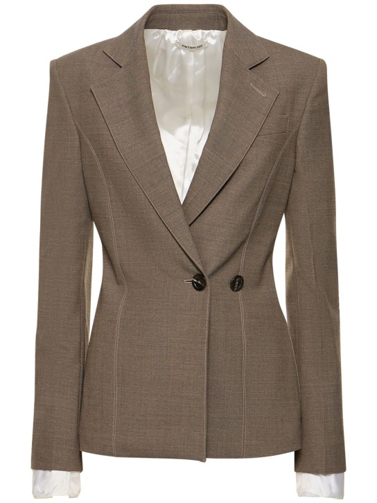 Peter Do: Wool blend side button blazer - Beige - women_0 | Luisa Via Roma
