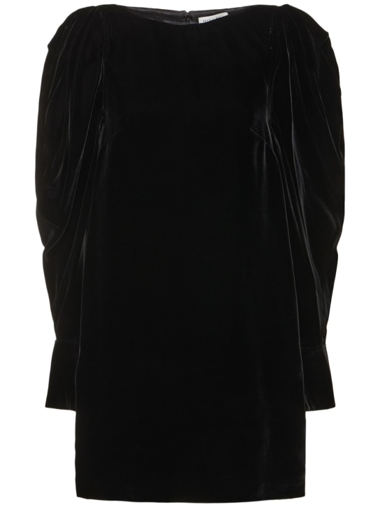 Nina Ricci: Robe courte en velours à manches bouffantes - Noir - women_0 | Luisa Via Roma