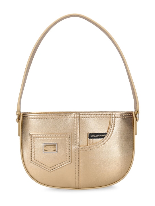Dolce&Gabbana: Leather shoulder bag - Gold - kids-girls_0 | Luisa Via Roma