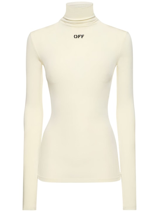 Off-White: Off logo viscose blend long sleeve top - women_0 | Luisa Via Roma
