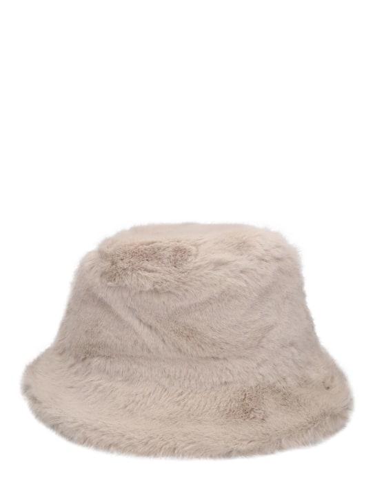 Stand Studio: Wera faux soft teddy fur bucket hat - Ecru - women_0 | Luisa Via Roma