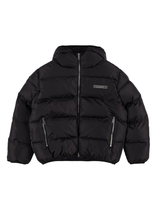Dsquared2: Icon nylon puffer jacket - Black - kids-boys_1 | Luisa Via Roma