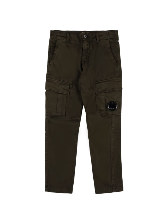C.P. Company: Pantalones cargo de satén stretch - Verde - kids-boys_0 | Luisa Via Roma