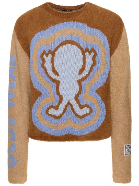 GCDS: Wirdo jacquard knit sweater - Brown - men_0 | Luisa Via Roma