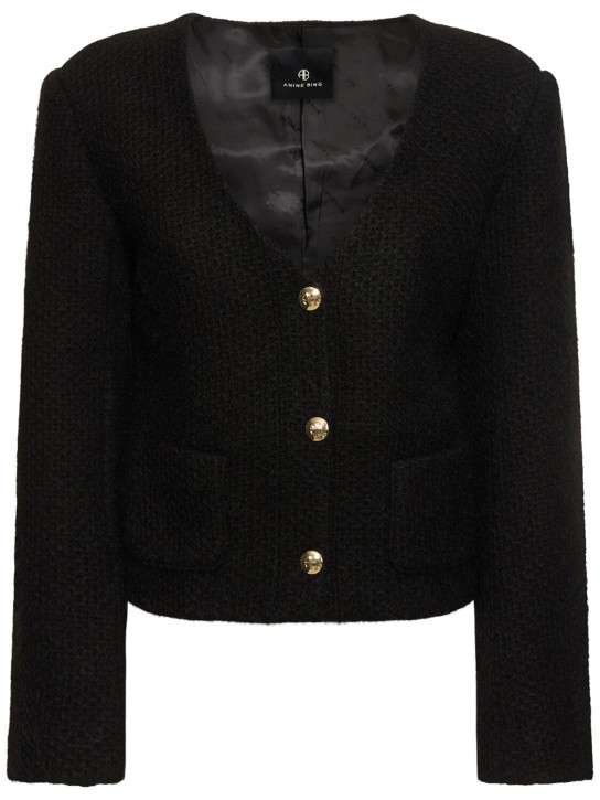 ANINE BING: Anitta woven jacket - Black - women_0 | Luisa Via Roma