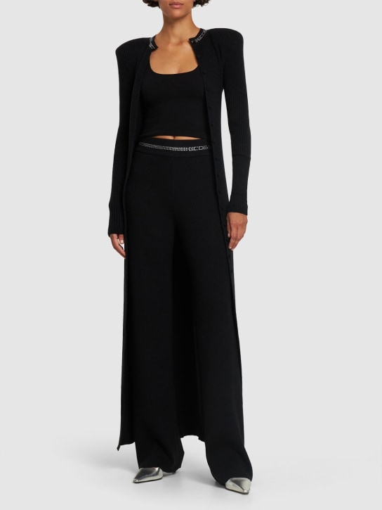 GCDS: Bling straight viscose blend pants - Black - women_1 | Luisa Via Roma