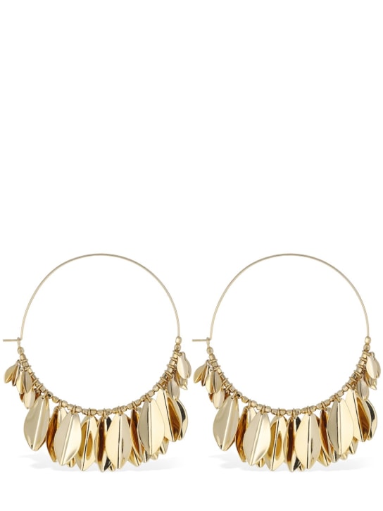 Isabel Marant: Shiny Lea hoop earrings - Altın Rengi - women_0 | Luisa Via Roma