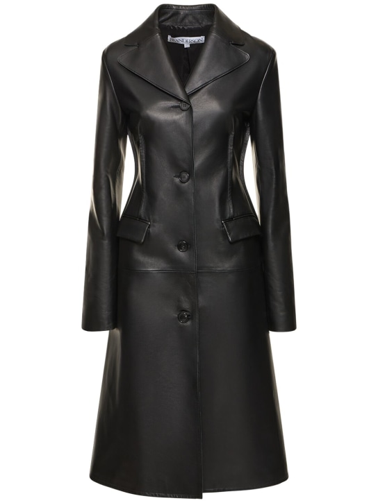 JW Anderson: 皮革中长款大衣 - 黑色 - women_0 | Luisa Via Roma