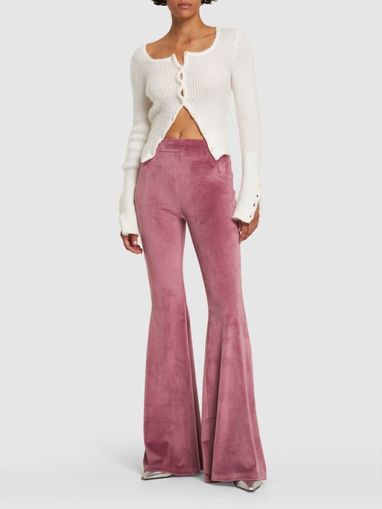 GCDS: GCDS flared velvet pants - Pink - women_1 | Luisa Via Roma