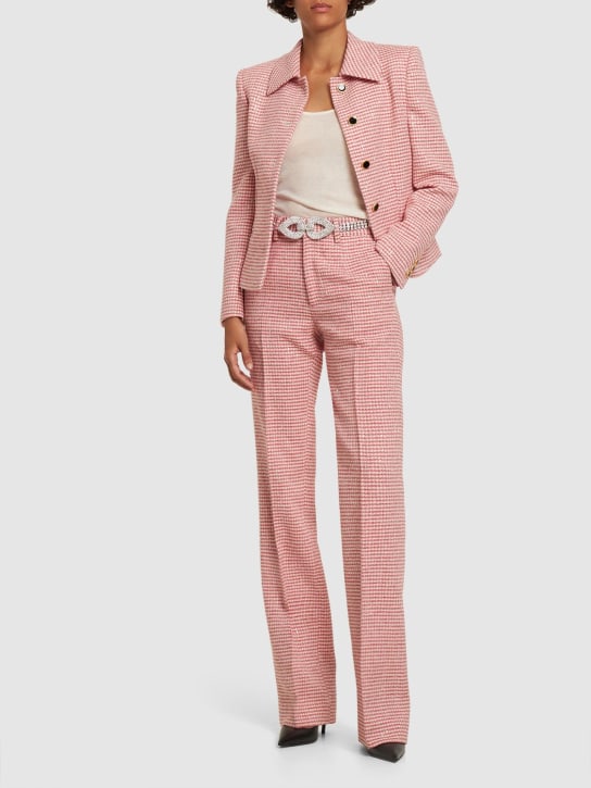 Alessandra Rich: Pantaloni vita alta in tweed con paillettes - Multicolore - women_1 | Luisa Via Roma