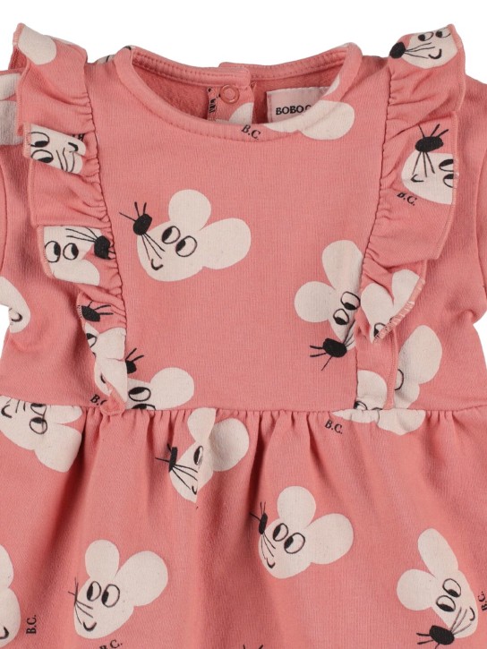 Bobo Choses: 老鼠印花有机棉连衣裙 - 粉色 - kids-girls_1 | Luisa Via Roma