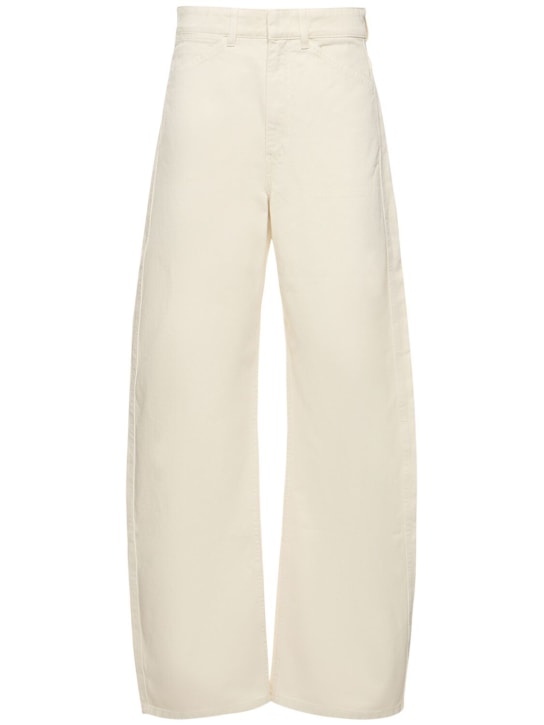 Lemaire: High waist curved cotton pants - Beyaz - women_0 | Luisa Via Roma
