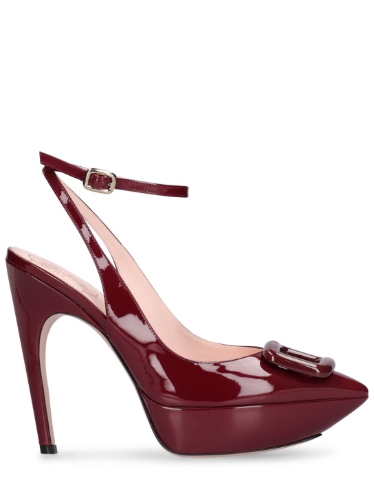 Roger Vivier: Zapatos destalonados de charol 125mm - Rojo Oscuro - women_0 | Luisa Via Roma