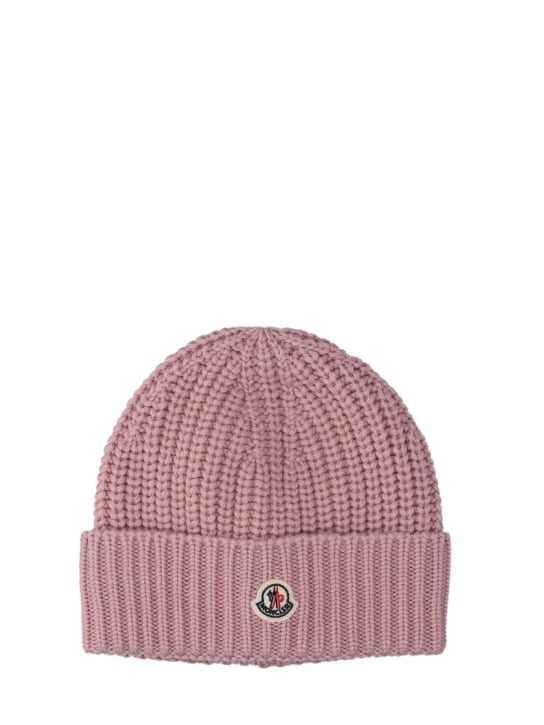 Moncler: 经编针织羊毛帽子 - Open Pink - women_0 | Luisa Via Roma
