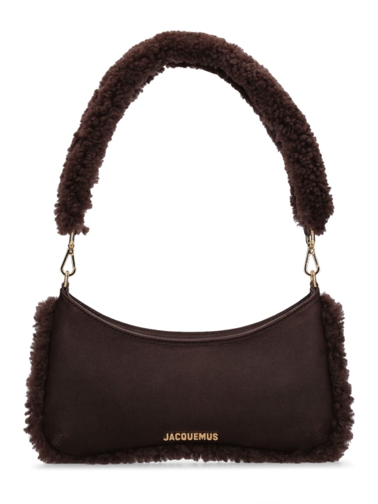 Jacquemus: Le Bisou Doux leather shoulder bag - Koyu Kahverengi - women_0 | Luisa Via Roma