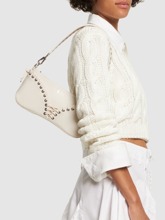 Ludovic de Saint Sernin: Cleavage patent leather shoulder bag - Off White - women_1 | Luisa Via Roma