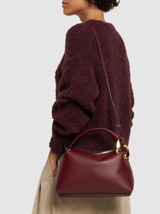 JW Anderson: Corner leather shoulder bag - Burgundy - women_1 | Luisa Via Roma