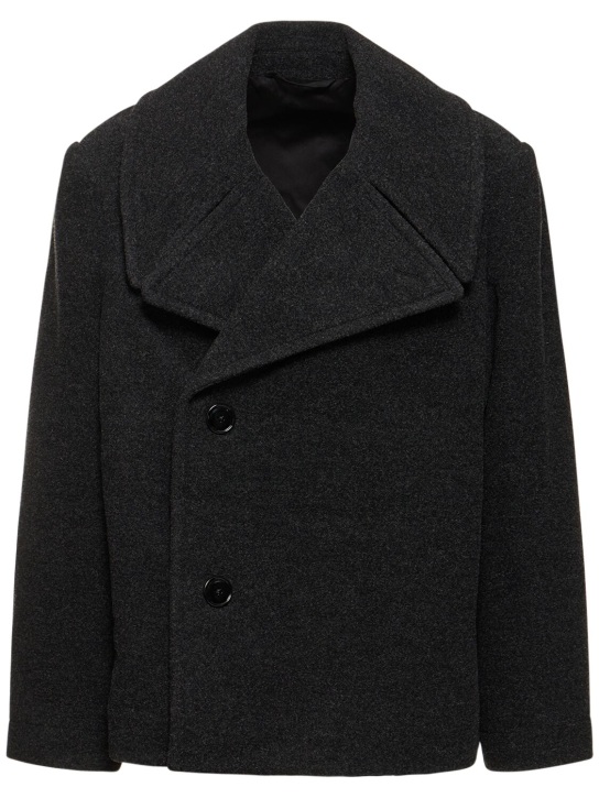 Lemaire: Short wool caban jacket - Schwarz - women_0 | Luisa Via Roma