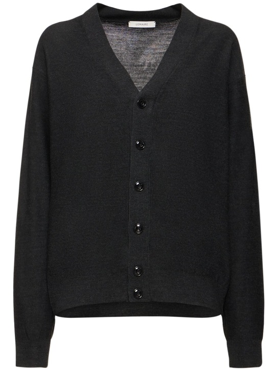 Lemaire: Relaxed twisted wool blend cardigan - Gri - women_0 | Luisa Via Roma