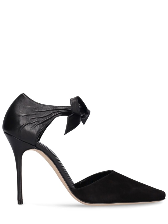 Manolo Blahnik: Zapatos de tacón de ante 105mm - Negro - women_0 | Luisa Via Roma