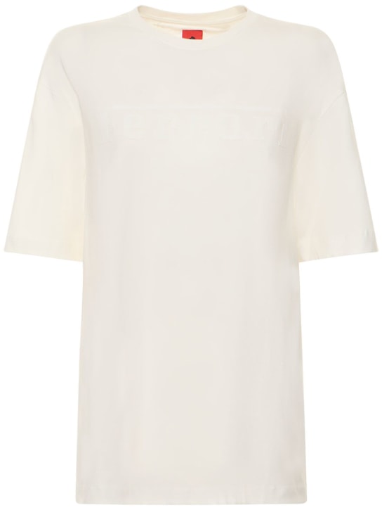 Ferrari: Embossed logo cotton jersey t-shirt - women_0 | Luisa Via Roma