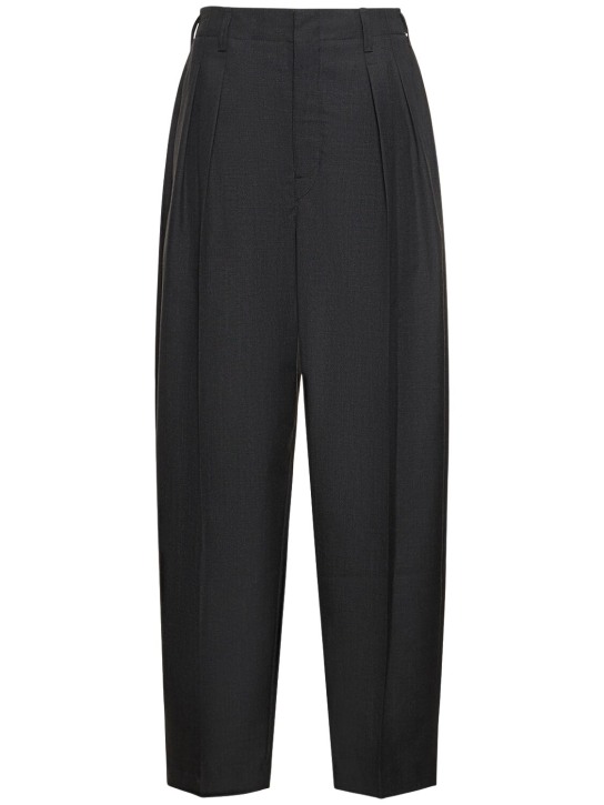 Lemaire: Pleated tapered wool blend pants - Siyah - women_0 | Luisa Via Roma