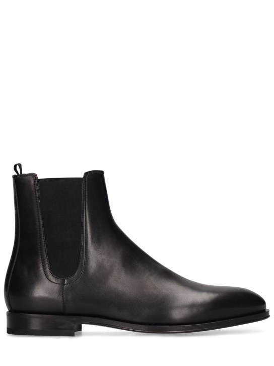 Ferragamo: Falco leather boots - Black - men_0 | Luisa Via Roma