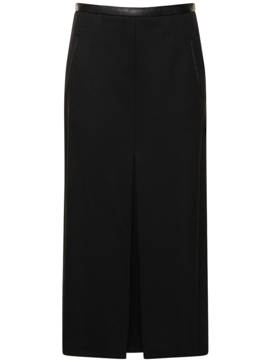 Saint Laurent: Wool blend long skirt - Black - women_0 | Luisa Via Roma