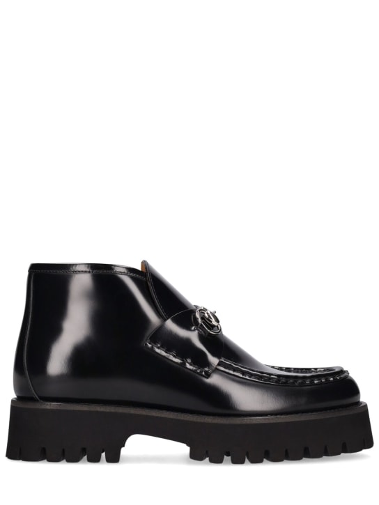 Gucci: 35毫米Sylke皮革及踝靴 - 黑色 - women_0 | Luisa Via Roma