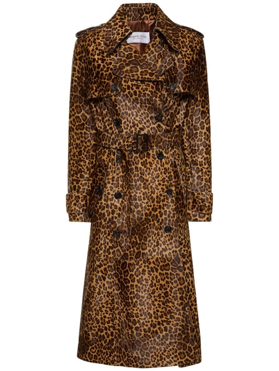 Michael Kors Collection: Belted leo print ponyskin trench coat - Multi Leo - women_0 | Luisa Via Roma