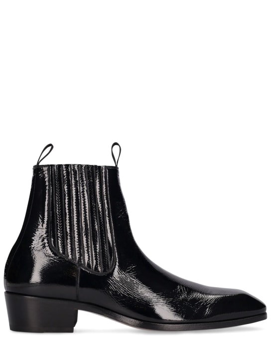 Tom Ford: 40mm Crackle leather ankle boots - Black - men_0 | Luisa Via Roma