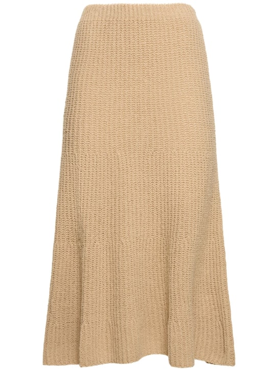 Gimaguas: Isola knitted wool midi skirt - Beige - women_0 | Luisa Via Roma