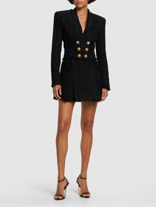 Balmain: Wool blend tweed mini skirt - women_1 | Luisa Via Roma