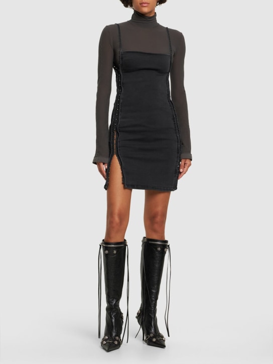 Y/PROJECT: Sleeveless denim mini dress w/hooks - Black - women_1 | Luisa Via Roma