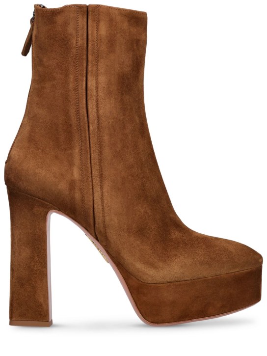 Aquazzura: 120mm Groove suede ankle boots - Brown - women_0 | Luisa Via Roma