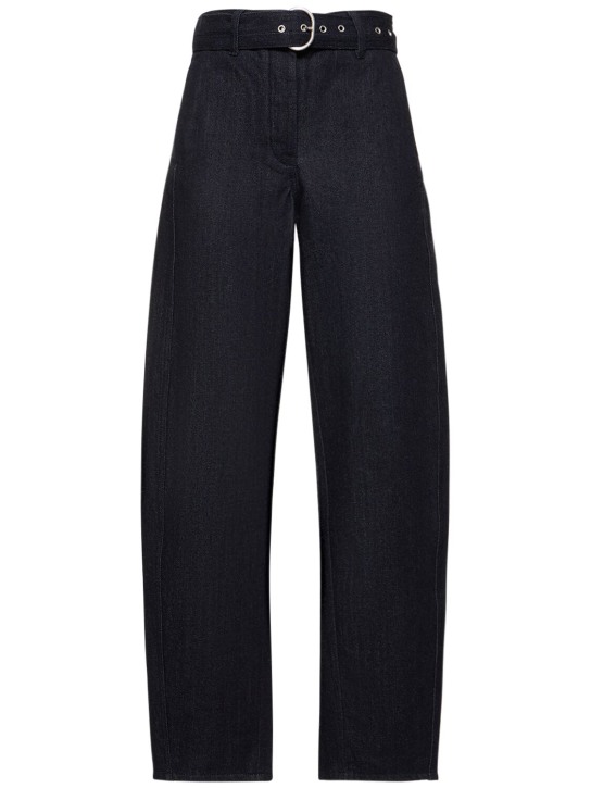 Jil Sander: Belted raw denim wide leg jeans - Mavi - women_0 | Luisa Via Roma