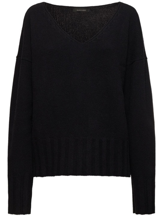 Made In Tomboy: Virginia wool knit v-neck sweater - Schwarz - women_0 | Luisa Via Roma