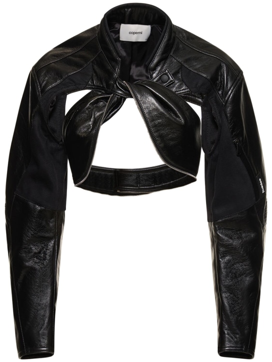 Coperni: Veste de motard courte en simili-cuir - Noir - women_0 | Luisa Via Roma