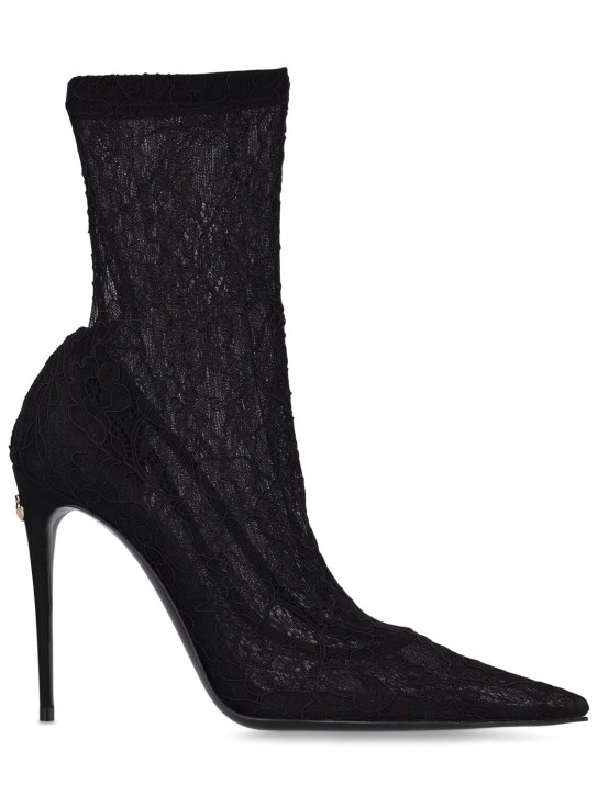 Dolce&Gabbana: Zapatos de tacón de encaje 105mm - Negro - women_0 | Luisa Via Roma